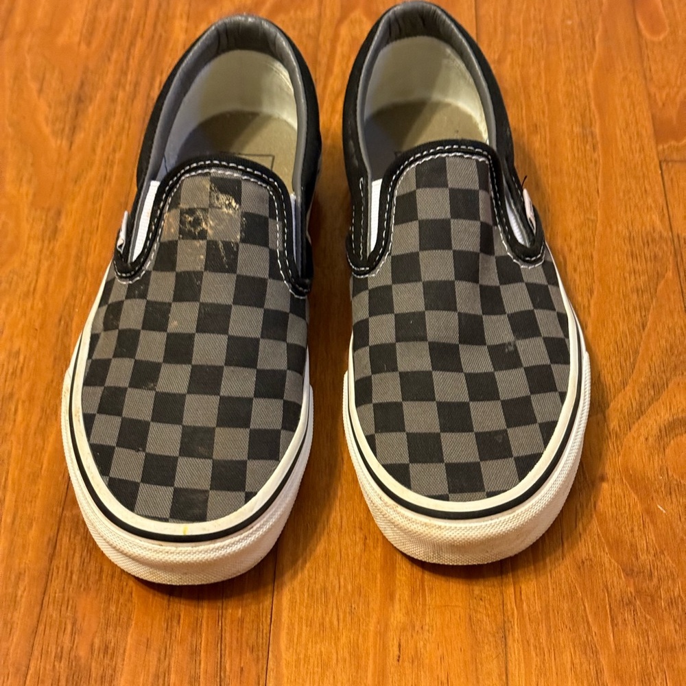 Vans Black and Gray Checkerboard Slip-On Sneakers